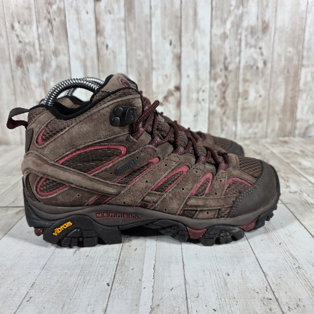Merrell Moab 2 Mid Waterproof Hiking Boots Womens 6 Brown Burgundy J46548